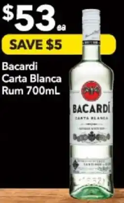 Supa Valu Bacardi Carta Blanca Rum offer