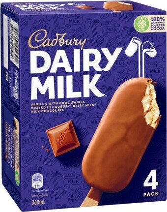 Coles Cadbury Multipack 4 Pack 300mL-360mL offer