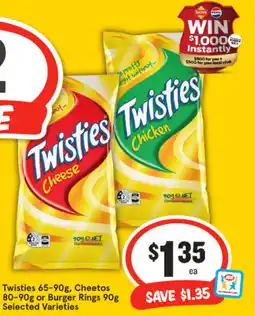 IGA Twisties, Cheetos or Burger Rings offer