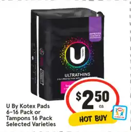 IGA U By Kotex Pads or Tampons offer
