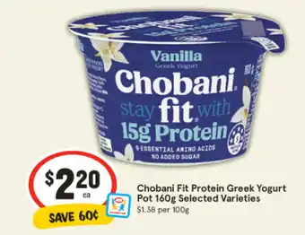 IGA Chobani Fit Protein Greek Yogurt offer