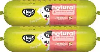 Coles 4 Legs Natural + Wellness Boost Dog Roll Dog Food 1.4kg offer