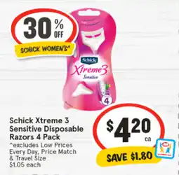 IGA Schick Schick Xtreme 3 Sensitive Disposable Razors offer