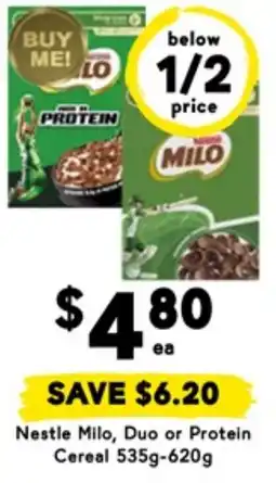 Drakes Nestle Milo, Duo or Protein Cereal offer