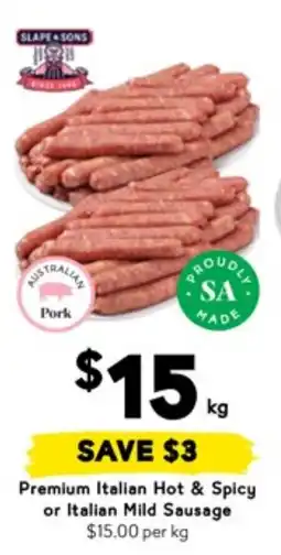 Drakes Premium Italian Hot & Spicy or Italian Mild Sausage offer
