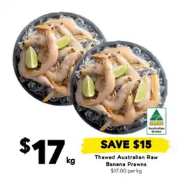 Drakes Thawed Australian Raw Banana Prawns offer
