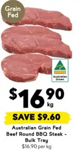 Drakes Australian Grain Fed Beef Round BBQ Steak - Bulk Tray offer