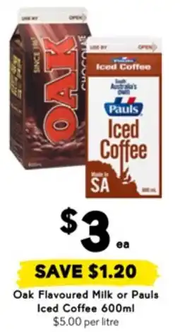 Drakes Oak Flavoured Milk or Pauls Iced Coffee offer