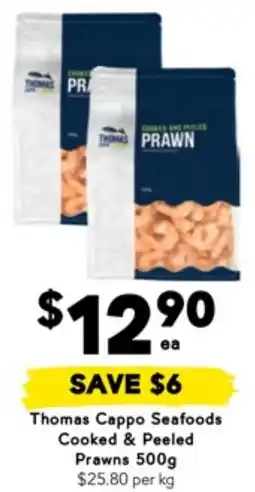 Drakes Thomas Cappo Seafoods Cooked & Peeled Prawns offer