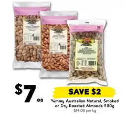 Drakes Yummy Australian Natural, Smoked or Dry Roasted Almonds offer