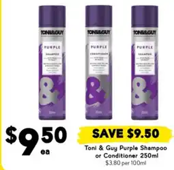 Drakes Toni & Guy Purple Shampoo or Conditioner offer