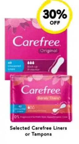 Drakes Selected Carefree Liners or Tampons offer