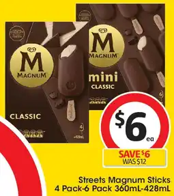 Coles Streets Magnum Sticks 4 Pack-6 Pack offer