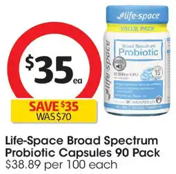 Coles Life-Space Broad Spectrum Probiotic Capsules 90 Pack offer