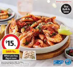 Coles Karumba Australian MSC Certified Thawed Raw Banana Prawns offer
