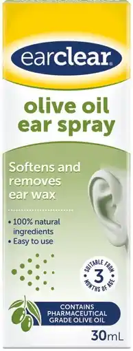 Soul Pattinson Chemist EarClear Olive Oil Ear Spray 30mL offer
