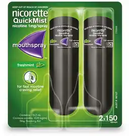 Soul Pattinson Chemist Nicorette QuickMist Mouthspray 2x150 Sprays offer