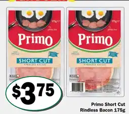 Friendly Grocer Primo Short Cut Rindless Bacon offer