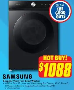The Good Guys Bespoke Front Load Washer offer
