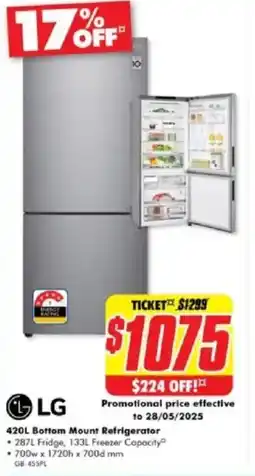 The Good Guys Bottom Mount Refrigerator offer