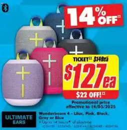 The Good Guys Wonderboom 4 - Lilac, Pink, Black, Grey or Blue offer