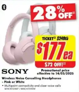 The Good Guys Wireless Noise Cancelling Headphones - Pink or White offer