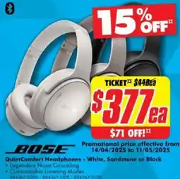 The Good Guys QuietComfort Headphones - White, Sandstone or Black offer
