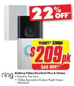 The Good Guys Battery Video Doorbell plus & chime offer