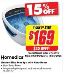 The Good Guys Shiatsu Bliss Foot Spa with Heat Boost Heat Boost Power offer