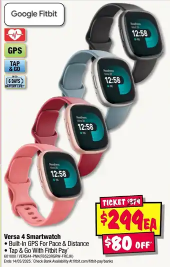 JB Hi-Fi Versa 4 Smartwatch offer
