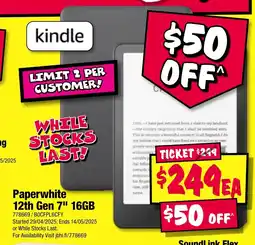 JB Hi-Fi Paperwhite 12th gen 7" 16gb offer