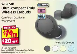 JB Hi-Fi WF-C510 Ultra-compact Truly Wireless Earbuds offer