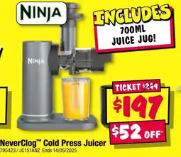 JB Hi-Fi NeverClog Cold Press Juicer offer