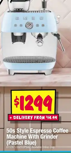 JB Hi-Fi 50s Style Espresso Coffee Machine With Grinder (Pastel Blue) offer