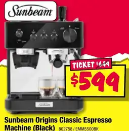 JB Hi-Fi Sunbeam Origins Classic Espresso Machine (Black offer
