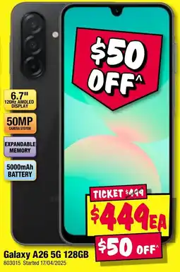 JB Hi-Fi Galaxy A26 5G 128GB offer