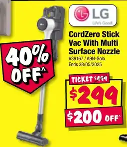 JB Hi-Fi Cordzero stick vac with multi surface nozzle offer