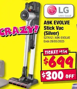 JB Hi-Fi A9K EVOLVE Stick Vac (Silver) offer