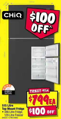 JB Hi-Fi Top mount fridge offer