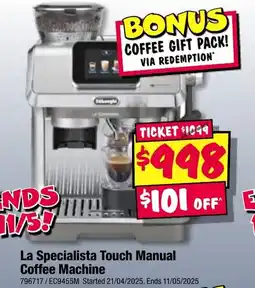 JB Hi-Fi La Specialista Touch Manual Coffee Machine offer