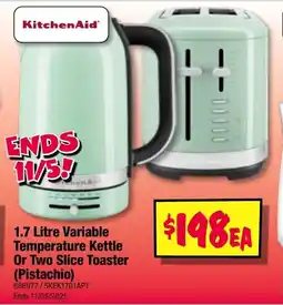 JB Hi-Fi Variable Temperature Kettle Or Two Slice Toaster (Pistachio) offer