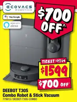 JB Hi-Fi Deebot t30s combo robot & stick vacuum offer