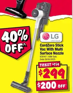 JB Hi-Fi Cordzero stick vac with multi surface nozzle offer