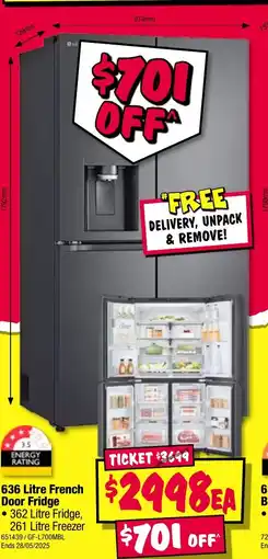 JB Hi-Fi Side by side fridge door fridge offer