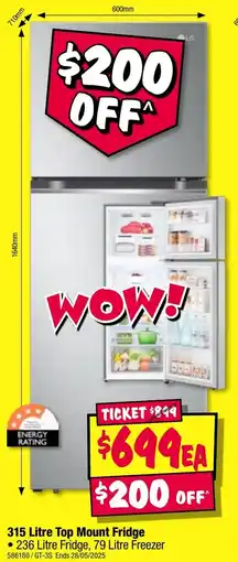JB Hi-Fi Top mount fridge offer