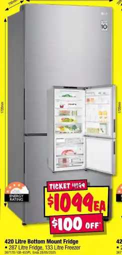 JB Hi-Fi Bottom mount fridge offer