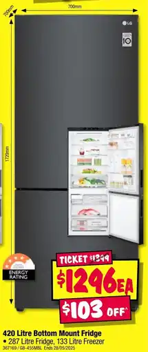 JB Hi-Fi Bottom Mount Fridge offer