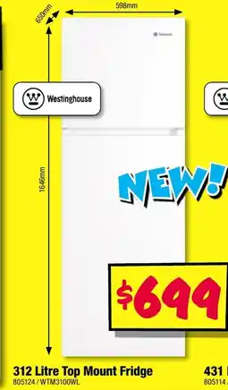 JB Hi-Fi Top mount fridge offer