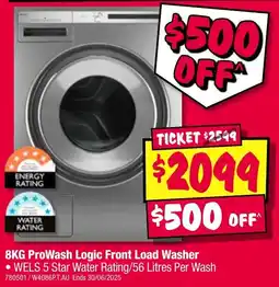 JB Hi-Fi Prowash logic front load washer offer