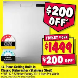 JB Hi-Fi Classic dishwasher (stainless steel) offer